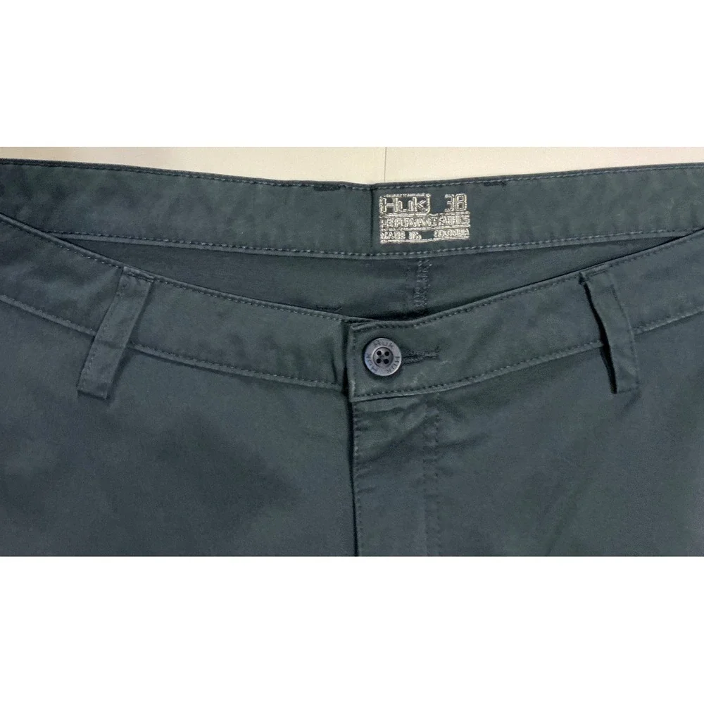Huk Performance Baggy Fishing Shorts Mens 38 Gray Black‎ Cargo Stretch Quick Dry